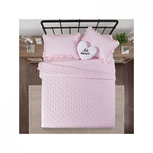 Nova Home "Mabel" Quilted Embroidery Kid's Comforter, Pink Color, Queen Size, 5 Pieces