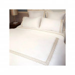 Nova Home "Oriental" Embroidery Duvet Cover Set, Cotton, White & Gold Color, King Size, 7 Pieces