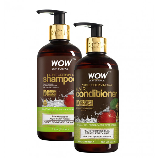 Wow Skin Science Apple Cider Vinegar Shampoo , 300ml + Apple Cider Vinegar Conditioner, 300ml