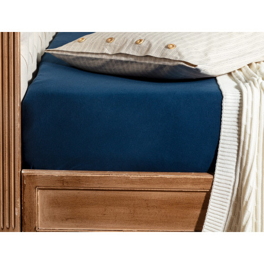 Madame Coco Valeria Single Fitted Sheet - Dark Blue Color, 120*200 Cm