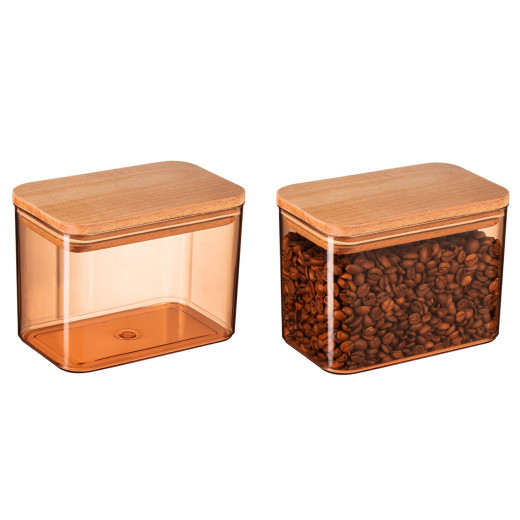 Madame Coco Storage Box With Wooden Lid 1000 Ml, 2 Pieces