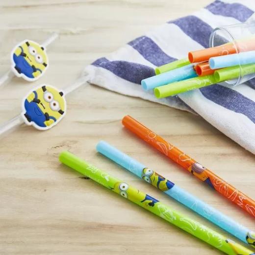 Zak Designs Kids Despicable Me Minions, 3 Pack Reusable Plastic Straws in Resealable Pouch