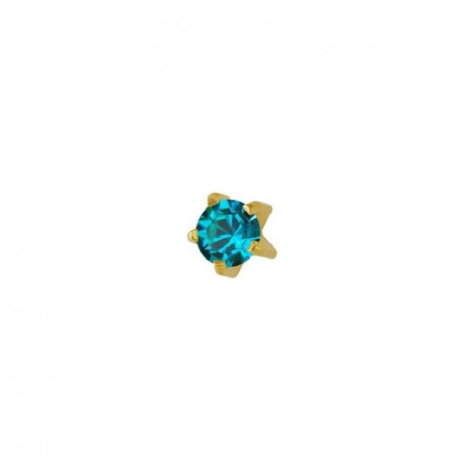 Studex Gold Plated Heartlite Blue Zircon, 3 Mm For Kids