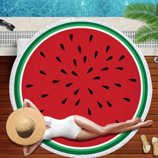 Round Beach Towel, Watermelon Design