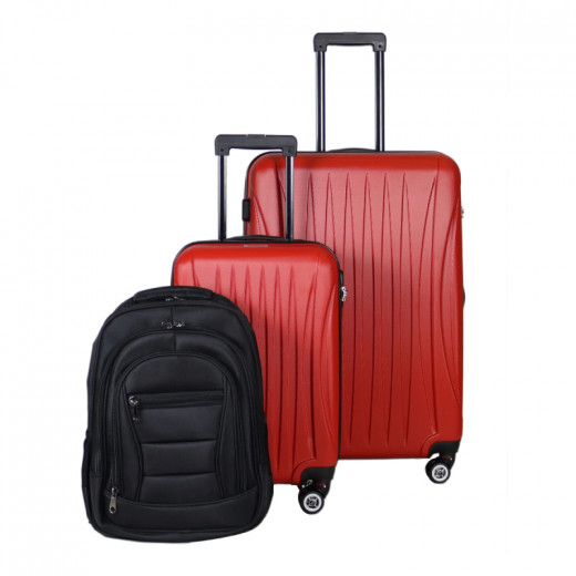 حقائب سفر ترافيلر لون أحمر / أسود ، 3 قطع من برنسيس