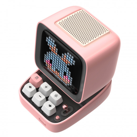 Divoom Ditoo Bluetooth Speaker With Mic Pixel Display Karaoke Microphone, Pink Color