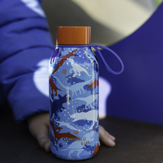 Quokka Stainless Steel Bottle With Strap, Dinosaurs Design, 330 Ml