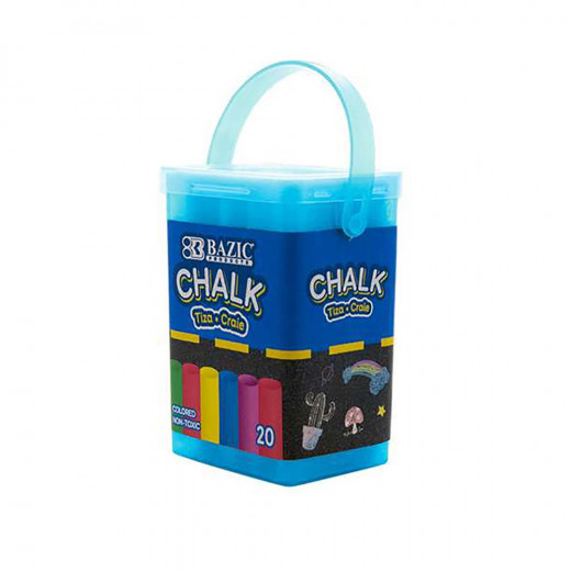 Bazic Color Chalk, Assorted Color, 20 Chalks