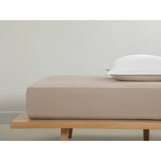 English Home Plain Cotton Elastic Bed Sheet, Brown Color, Intermediate Size, 140x200 Cm
