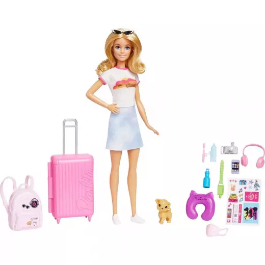 Barbie Doll and Accessories Travel Set with Puppy