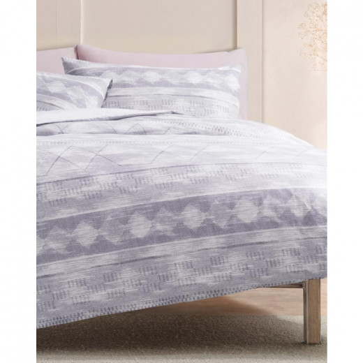 MadameCoco Dash Single Printed Ranforce Duvet Cover Set - Plum Color