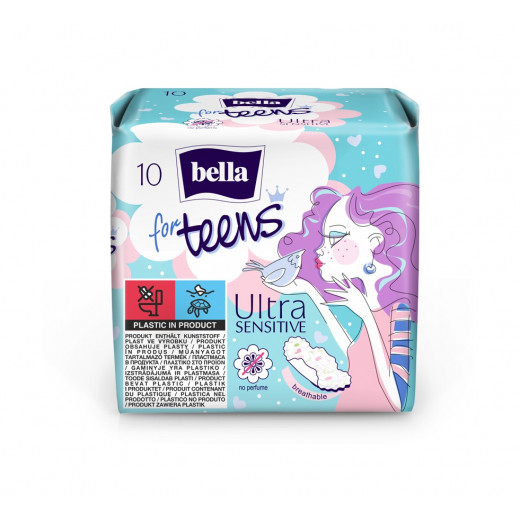 Bella For Teens Sensitive Pads, 10 Pieces