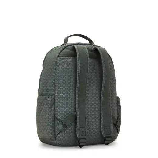 Kipling Seoul Backpack With Padded Laptop Sign Green Embosse, Large