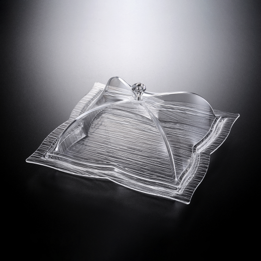 Vague Acrylic Square Dessert Serving Set Clear 35 centimeter