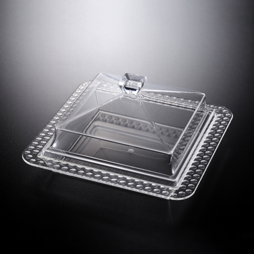 Vague Acrylic Dessert Serving Set, Square Shape, Large Size