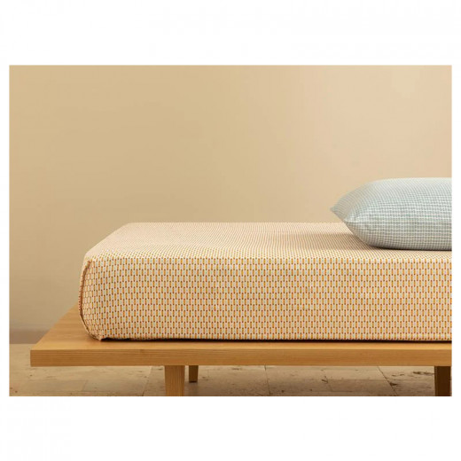 English Home Wave Dots Easy Iron Single Bed Sheet, Yellow, 160x240 Cm