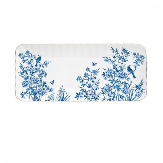 Easy Life Paradise Garden Serving Platter in Box - White & Blue 36*16cm