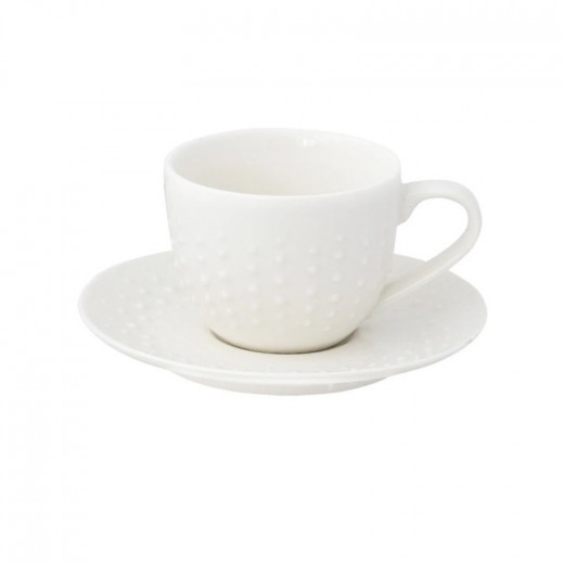 Easy Life Drops Cup & Saucer Set - White 250ml