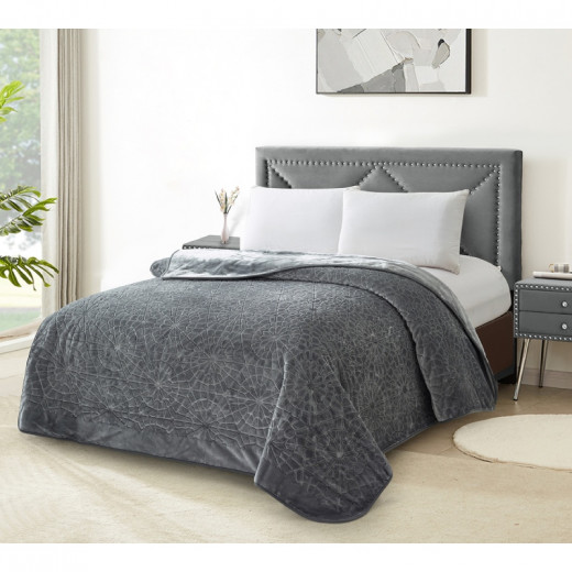 Nova home lynx engraved blanket - single/twin - grey