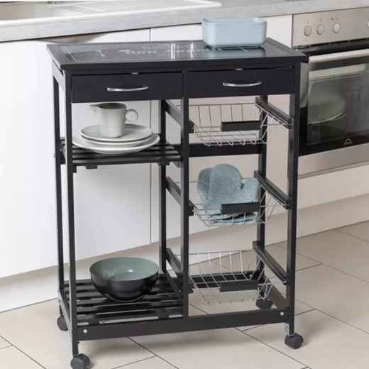 Wenko kitchen trolley bon appetit  black