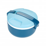 Vague Plastic Two Layer Round Lunch Box  Blue 1.5 Liter