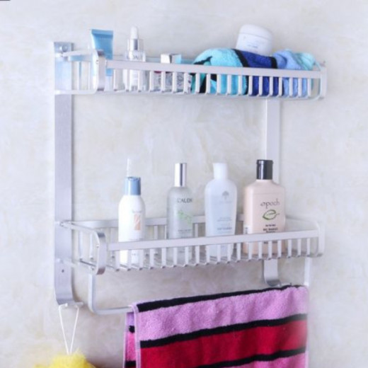 ARMN Space Aluminum Caddy - Silver  2-Shelf