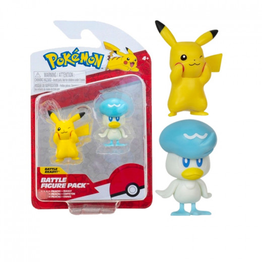 Pokemon Battle Pikachu And Quaxly Figurines