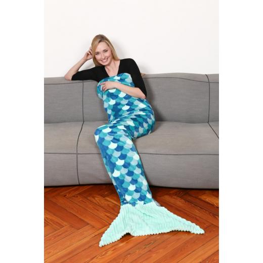 Kanguru sirena fleece mermaid blanket turquoise