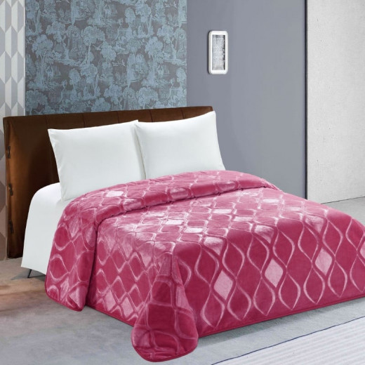 Nova home engraved diamond blanket fuchsia twin size