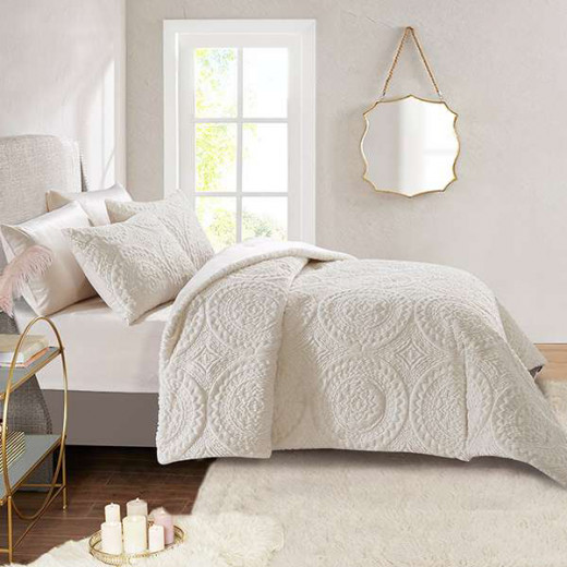 Nova Home Arya Winter Comforter Set - Single/Twin  - Ivory  4pcs