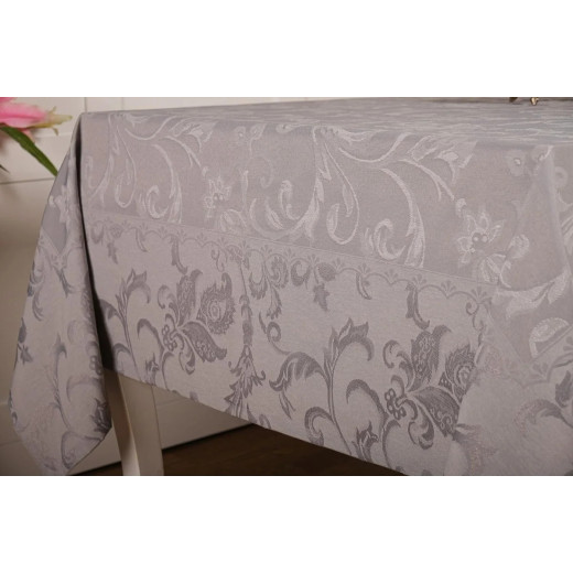 Nova Home Sketched Table Cloth, Poly Cotton, White Color, 160*220 Cm