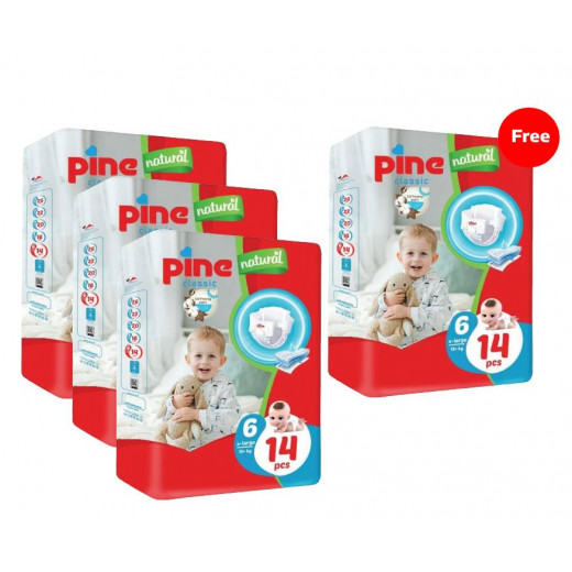 Pine Classic Diapers 3+1, Size 6, 14 Diapers +15 Kg