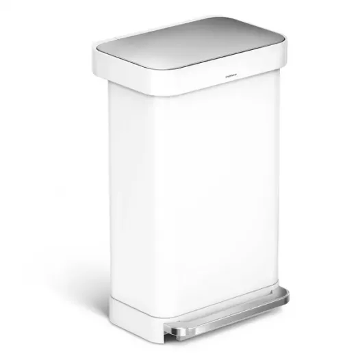 Simplehuman stainless steel trash bin, white color, 45 liter