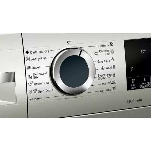 Serie | 4 washing machine, frontloader fullsize 9 kg 1200 rpm, silver inox