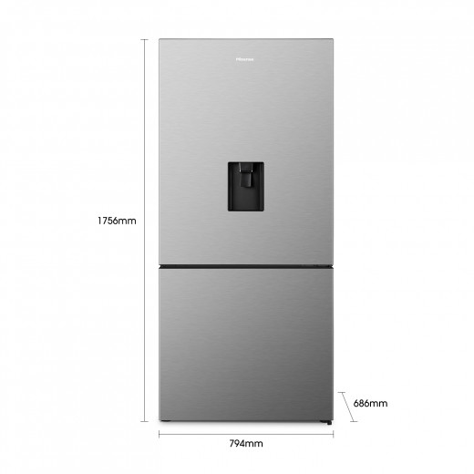 Hisense refrigerator - 463l - a+ bottom freezer - water dispenser