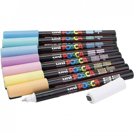 Uni-Ball | Uni Posca Extra Fine Tip Pen | Soft Colors | 8 pcs