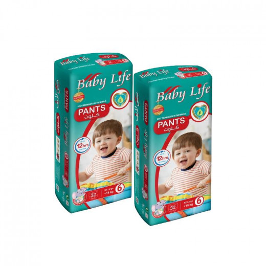 Baby Life Pants, Size 6, +18 Kg, 32 Pants, 2 Packs