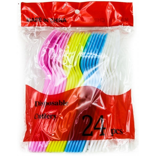 Disposable Plastic Spoons, 24 Pieces