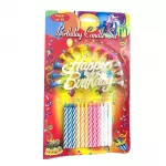 Happy Birthday Candles with Stand, Multicolor, 12 Candles