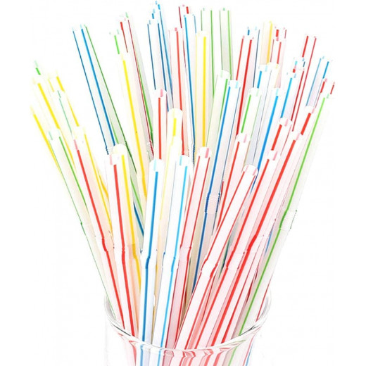 Flexible Plastic Drinking Disposables Straws, 100 Pieces