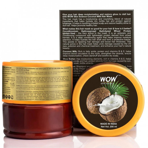 Wow Skin Science Coconut Milk Hair Mask, 200ml, 2 Packs