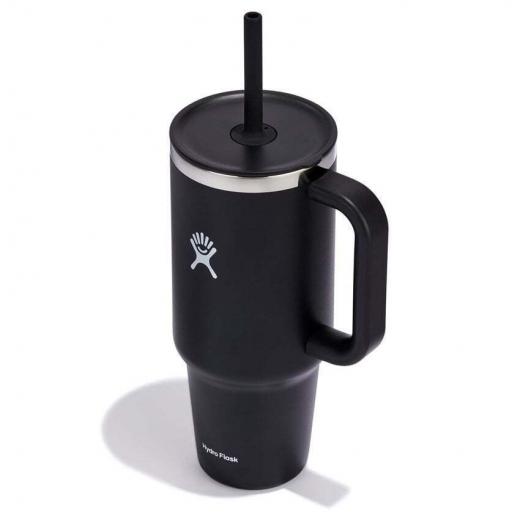 Hydro Flask - Travel Tumbler - Thermal Mug 1180 ml (40 oz) with Lockable Press-in Straw Lid, Black