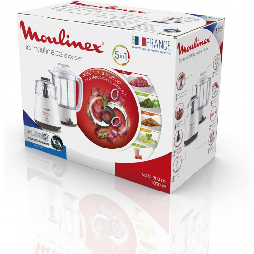 Moulinex La Moulinette Chopper With Blender, 1000 Watt, White - Dpa241