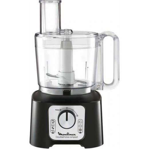 Moulinex Robot Multifonction + 9 Accessories FP546811 Double Force Compact Multifunctional Food Processor Stainless Steel 18/1337, Black and Dark Grey