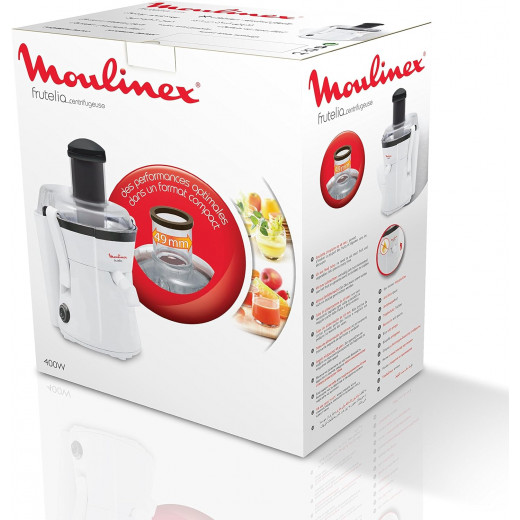 Moulinex JU350B39 Juicer Frutelia Fruit or Vegetable Juice Device 15600 RPM Capacity 0.8L Pulp Extractor Tank 400W White