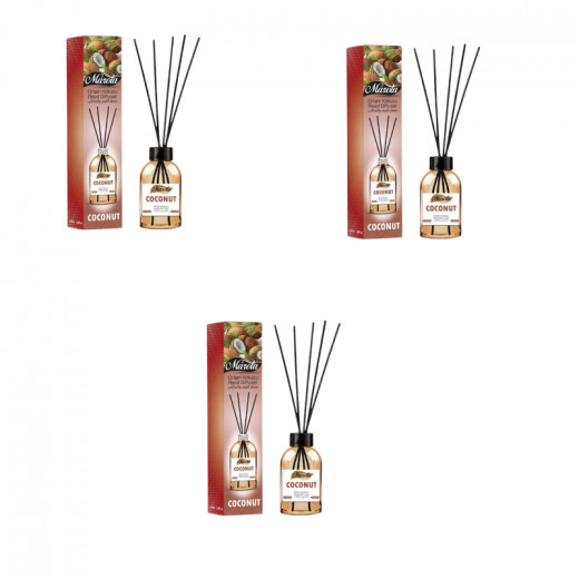 معطرات الجو الفاخرة عطر ريد الناشر كوكونت, 3 عبوات من ماروتا