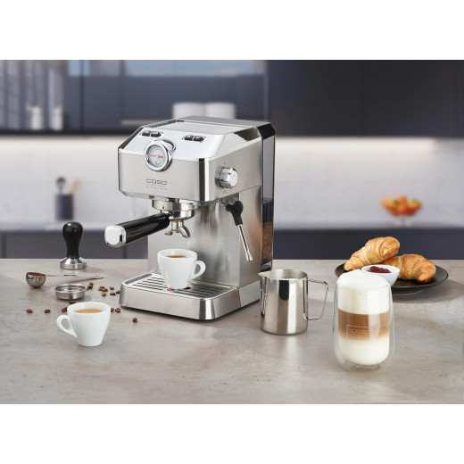 Caso Gourmet Espresso Machine, Stainless Steel Coffee Maker