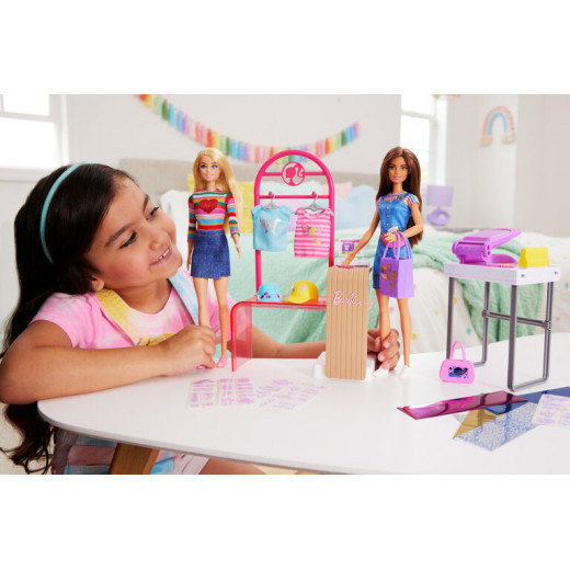 Barbie Make and Sell Boutique Playset with Brunette Doll, Foil Design Tools, Clothes and Accessories