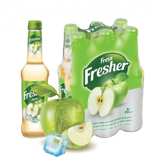 Fresher Natural Sparkling Green Apple 250ml Pack of 6