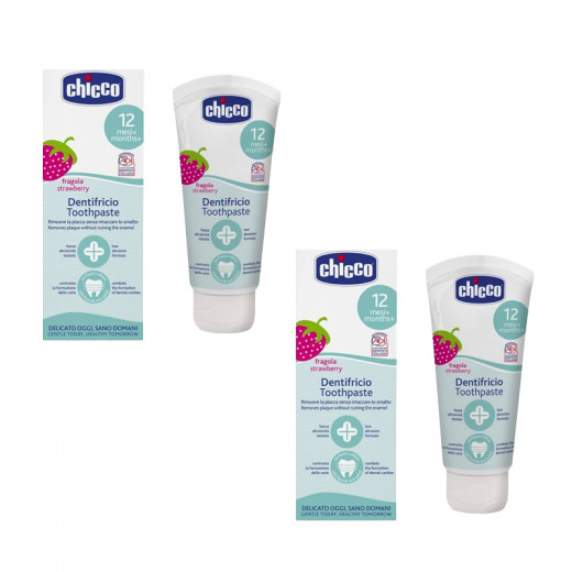 Chicco Toothpaste Strawberry Fluoride, 50 Ml, 2 Pieces